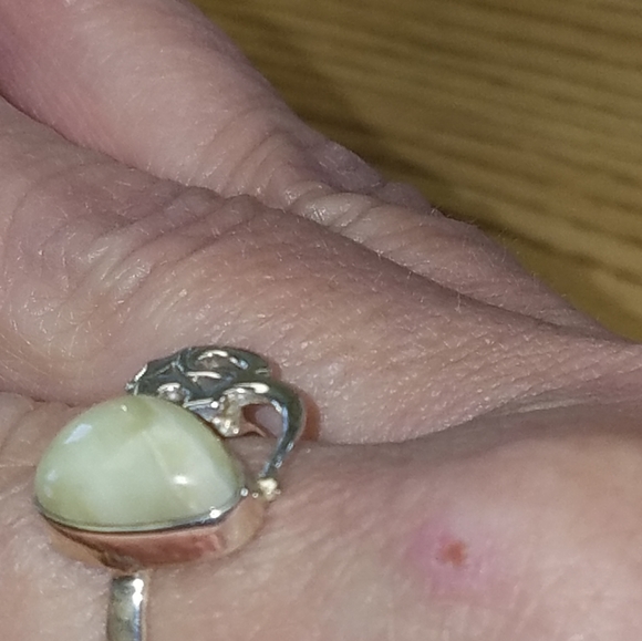 New Golden sun opal ohm symbol sterling silver Ring Size 9 - Picture 6 of 10